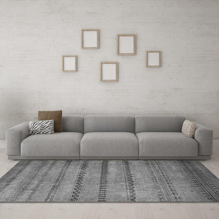 Machine Washable Oriental Gray Modern Rug in a Living Room,, wshabs5506gry
