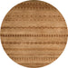 Round Abstract Orange Oriental Rug, abs5506