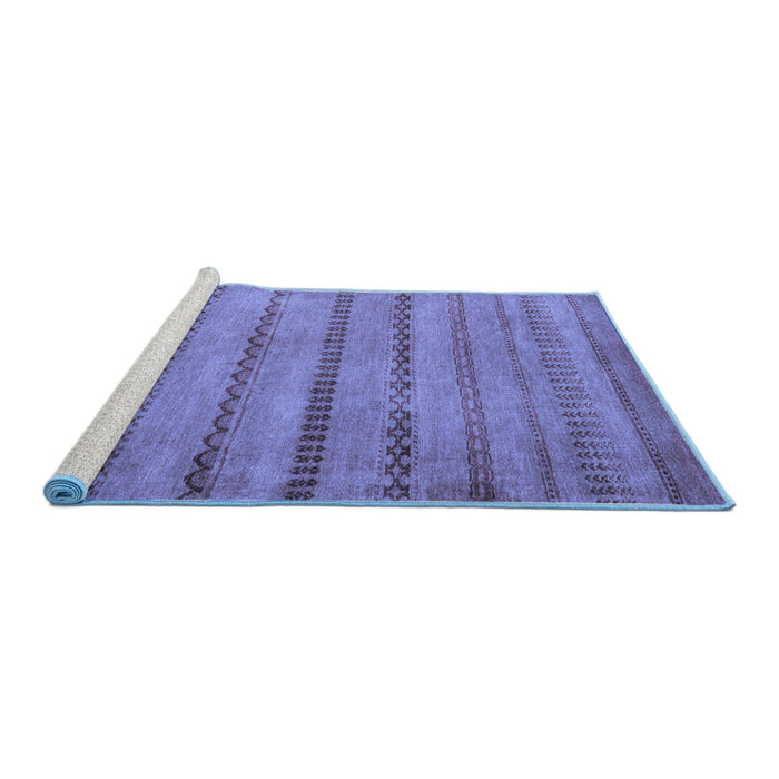 Sideview of Machine Washable Oriental Blue Modern Rug, wshabs5506blu