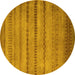 Round Machine Washable Oriental Yellow Modern Rug, wshabs5506yw