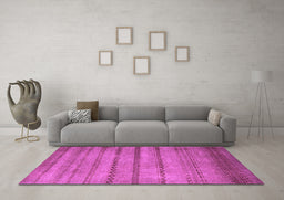 Machine Washable Oriental Purple Modern Area Rugs in a Living Room, wshabs5506pur