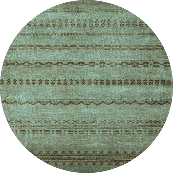 Round Machine Washable Oriental Light Blue Modern Rug, wshabs5506lblu