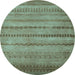 Round Oriental Light Blue Modern Rug, abs5506lblu