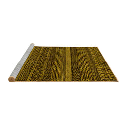 Sideview of Machine Washable Oriental Yellow Modern Rug, wshabs5507yw
