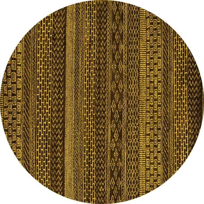 Round Machine Washable Oriental Yellow Modern Rug, wshabs5507yw