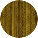 Round Machine Washable Oriental Yellow Modern Rug, wshabs5507yw