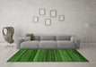 Machine Washable Oriental Green Modern Area Rugs in a Living Room,, wshabs5507grn