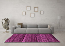 Machine Washable Oriental Pink Modern Rug in a Living Room, wshabs5507pnk