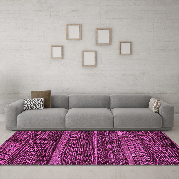 Machine Washable Oriental Pink Modern Rug in a Living Room, wshabs5507pnk