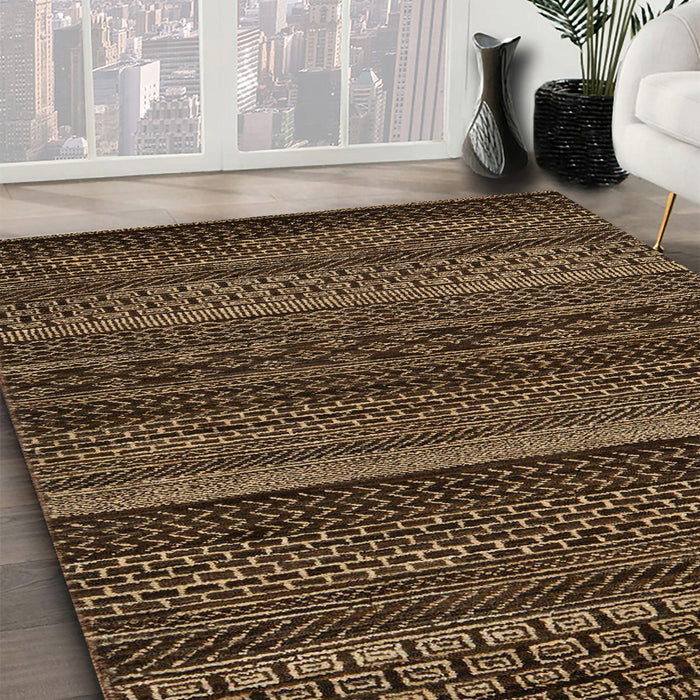 Abstract Red Oriental Rug in Family Room, abs5507