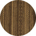 Round Machine Washable Oriental Brown Modern Rug, wshabs5507brn