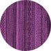 Round Machine Washable Oriental Purple Modern Area Rugs, wshabs5507pur