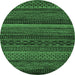 Round Oriental Emerald Green Modern Rug, abs5507emgrn