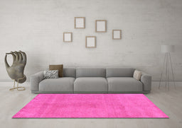 Machine Washable Oriental Pink Modern Rug in a Living Room, wshabs5508pnk
