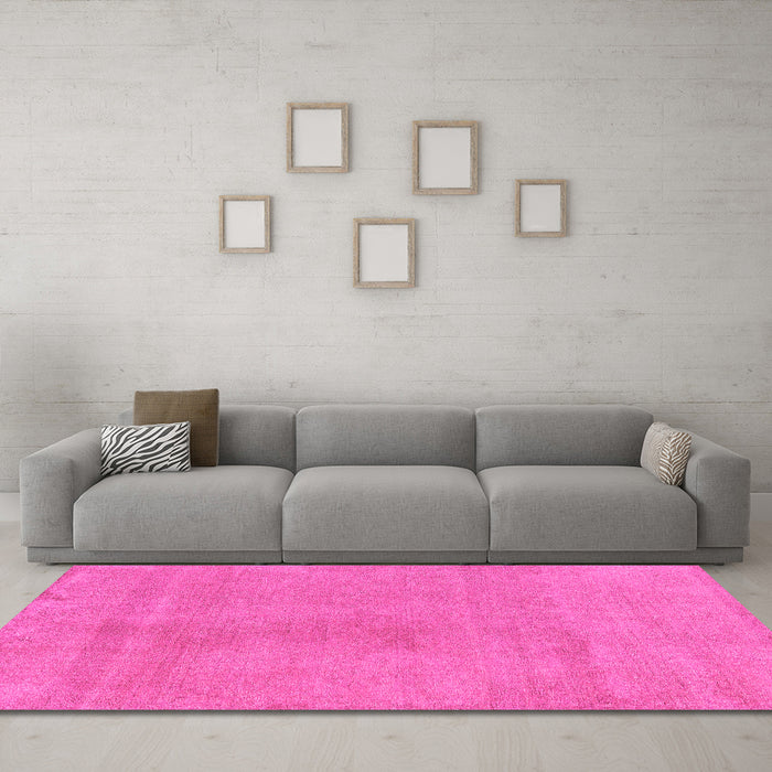 Machine Washable Oriental Pink Modern Rug in a Living Room, wshabs5508pnk