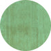 Round Oriental Turquoise Modern Rug, abs5508turq