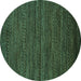 Round Oriental Turquoise Modern Rug, abs5509turq