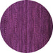 Round Machine Washable Oriental Purple Modern Area Rugs, wshabs5509pur