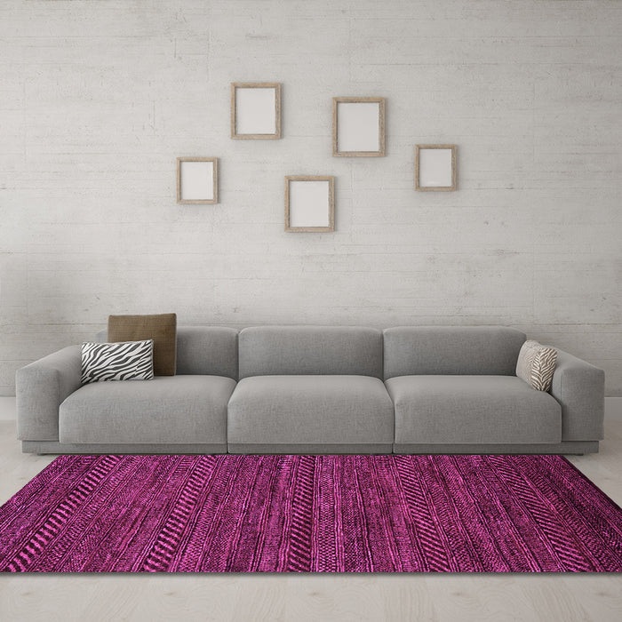 Machine Washable Oriental Pink Modern Rug in a Living Room, wshabs5509pnk