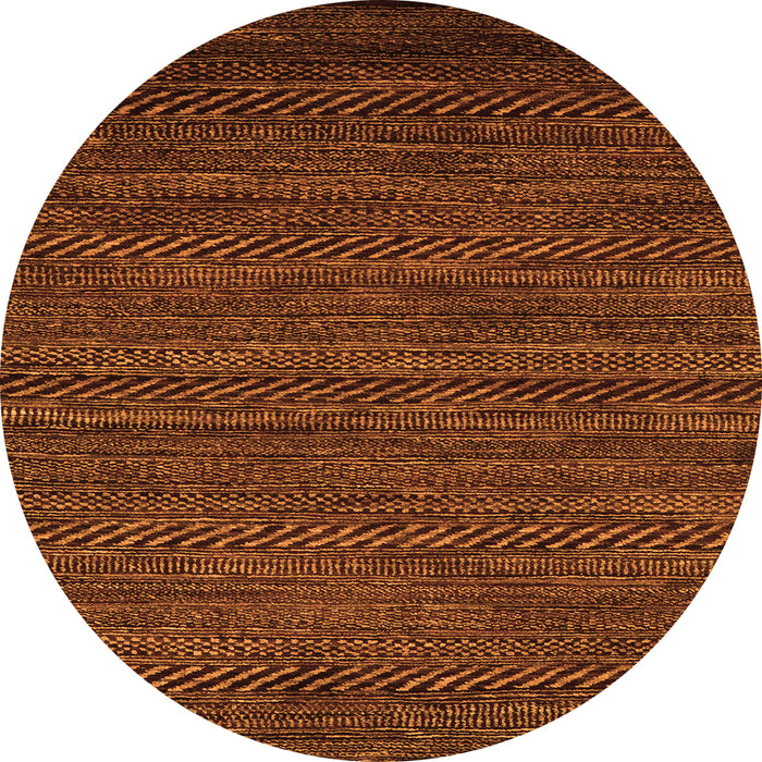 Round Machine Washable Oriental Orange Modern Area Rugs, wshabs5509org