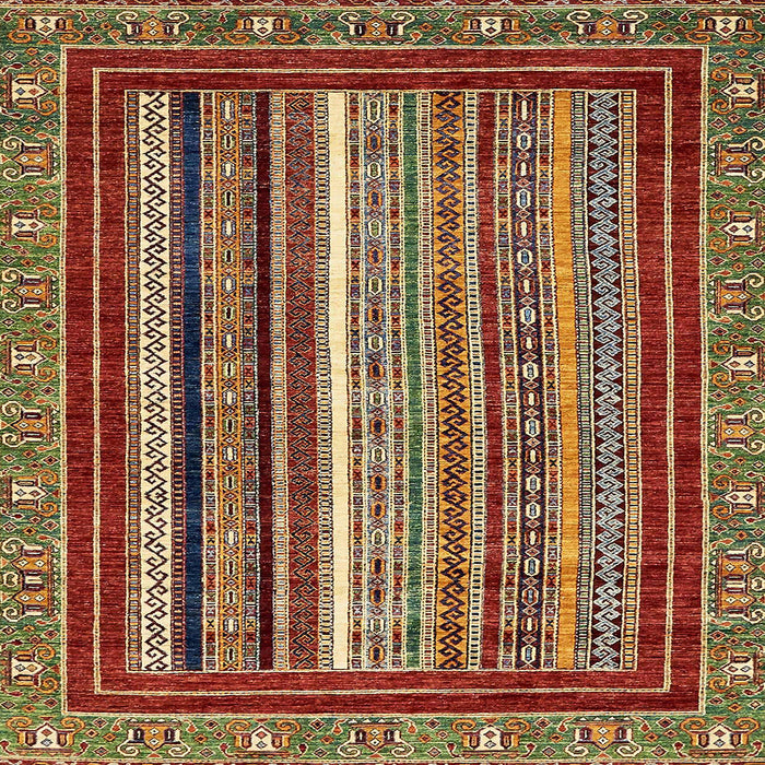 Square Machine Washable Abstract Saffron Red Rug, wshabs550