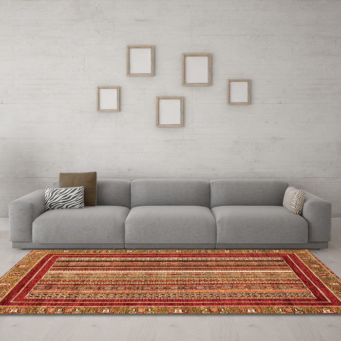 Machine Washable Southwestern Orange Country Area Rugs in a Living Room, wshabs550org