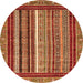 Round Machine Washable Southwestern Orange Country Area Rugs, wshabs550org