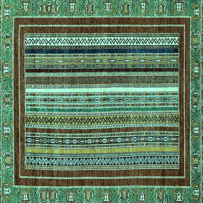 Square Machine Washable Southwestern Turquoise Country Area Rugs, wshabs550turq