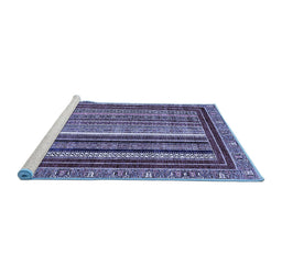 Sideview of Machine Washable Southwestern Blue Country Rug, wshabs550blu