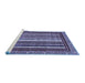 Sideview of Machine Washable Southwestern Blue Country Rug, wshabs550blu