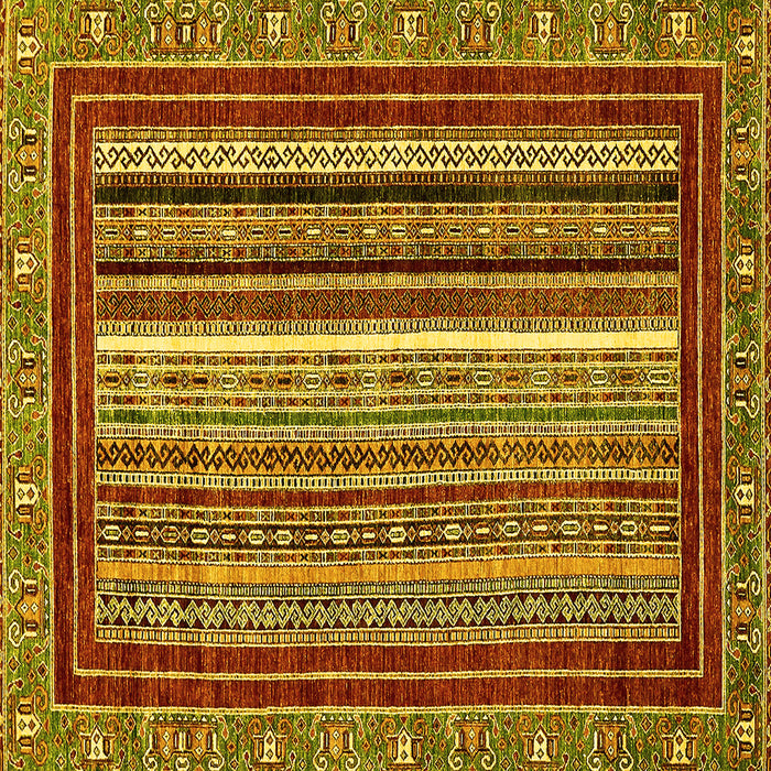 Square Machine Washable Southwestern Yellow Country Rug, wshabs550yw