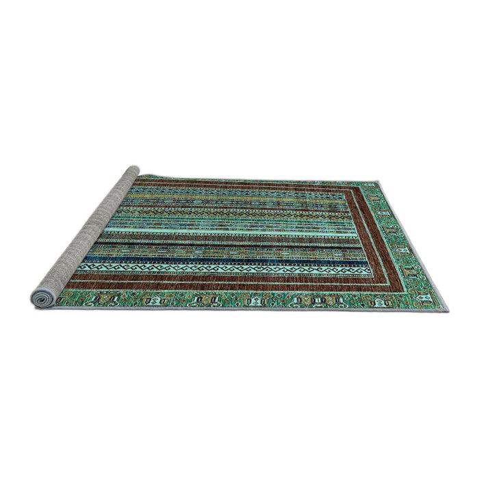 Sideview of Machine Washable Southwestern Light Blue Country Rug, wshabs550lblu