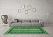 Machine Washable Southwestern Emerald Green Country Area Rugs in a Living Room,, wshabs550emgrn