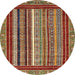 Round Machine Washable Abstract Saffron Red Rug, wshabs550