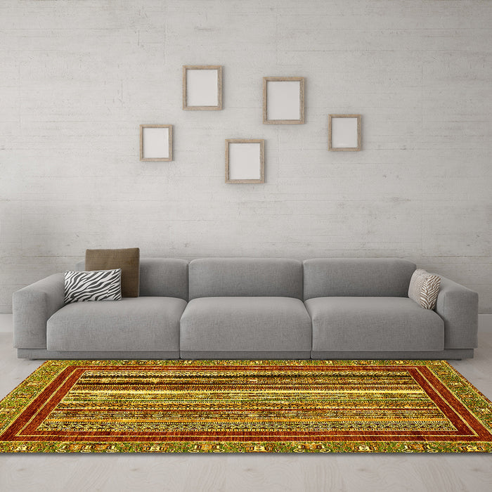 Machine Washable Southwestern Yellow Country Rug in a Living Room, wshabs550yw