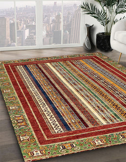 Machine Washable Abstract Saffron Red Rug in a Family Room, wshabs550