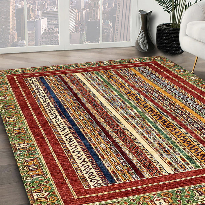 Machine Washable Abstract Saffron Red Rug in a Family Room, wshabs550