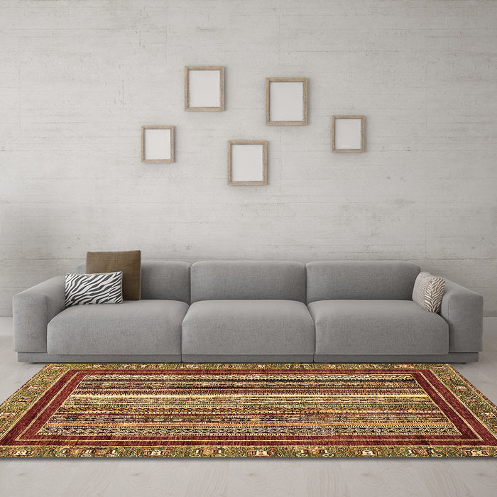 Machine Washable Southwestern Brown Country Rug in a Living Room,, wshabs550brn