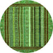 Round Southwestern Green Country Rug, abs550grn