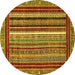 Round Machine Washable Southwestern Yellow Country Rug, wshabs550yw