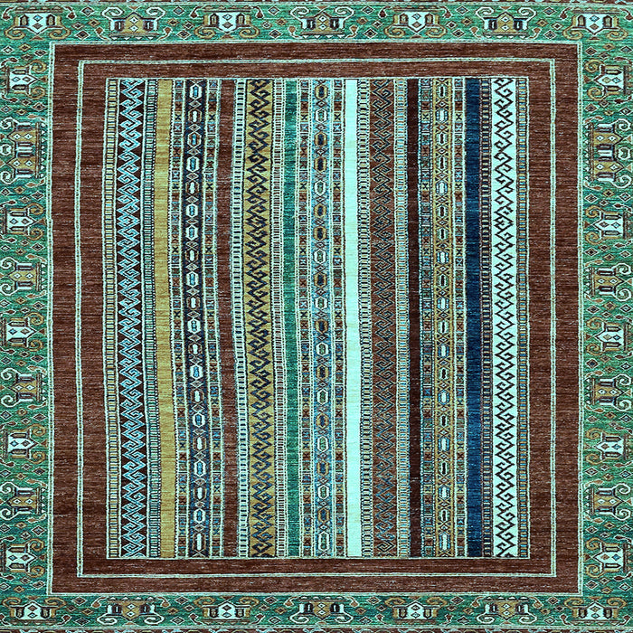 Square Machine Washable Southwestern Light Blue Country Rug, wshabs550lblu
