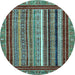 Round Southwestern Light Blue Country Rug, abs550lblu