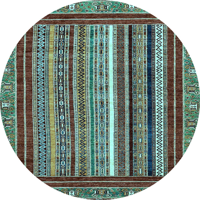 Round Machine Washable Southwestern Light Blue Country Rug, wshabs550lblu