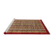 Sideview of Machine Washable Abstract Tomato Red Rug, wshabs551