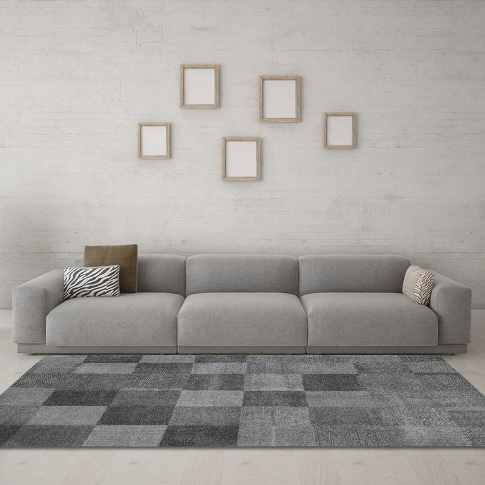 Machine Washable Oriental Gray Modern Rug in a Living Room,, wshabs5510gry