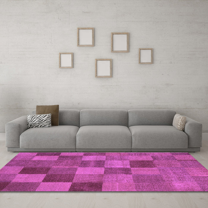 Machine Washable Oriental Purple Modern Area Rugs in a Living Room, wshabs5510pur