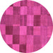 Round Oriental Pink Modern Rug, abs5510pnk