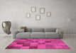 Machine Washable Oriental Pink Modern Rug in a Living Room, wshabs5510pnk