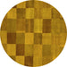 Round Oriental Yellow Modern Rug, abs5510yw