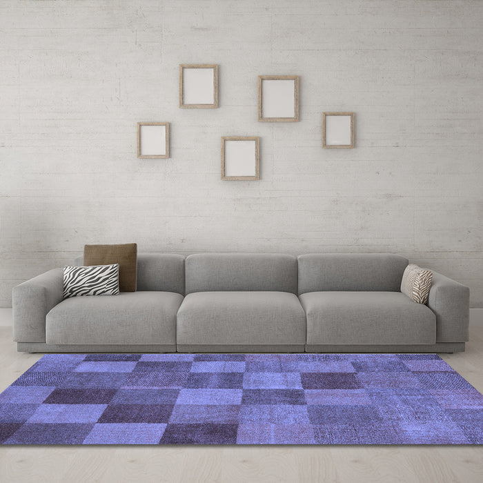 Machine Washable Oriental Blue Modern Rug in a Living Room, wshabs5510blu